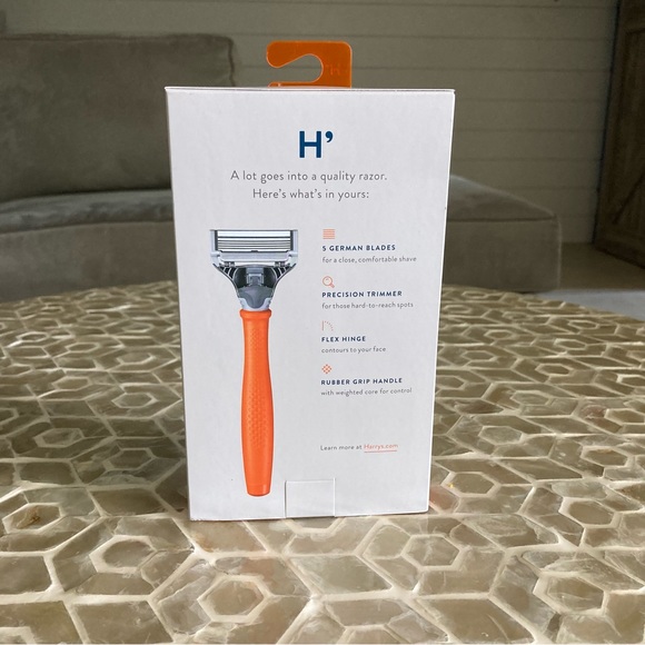 NEW! Harry's Men's 5-Blade Manual Razor Handle & 2 Razor Blade Refills- Orange - Picture 6 of 6